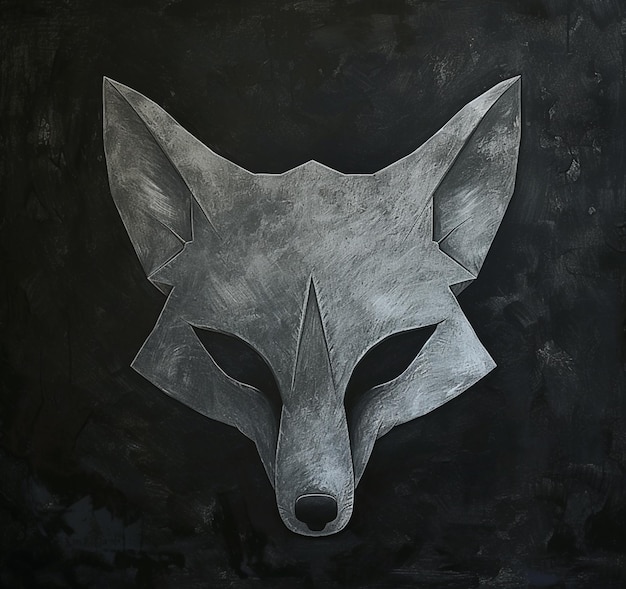 A painting of a wolf head on a black background