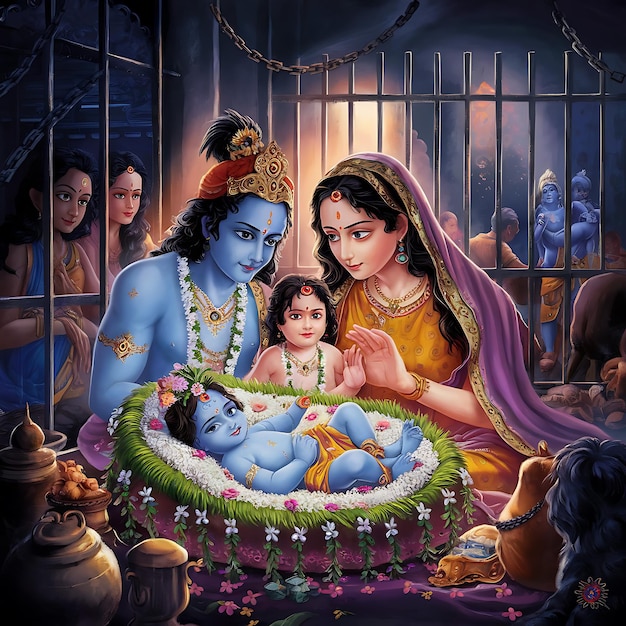 a painting of a woman and a child with a candle in the middle