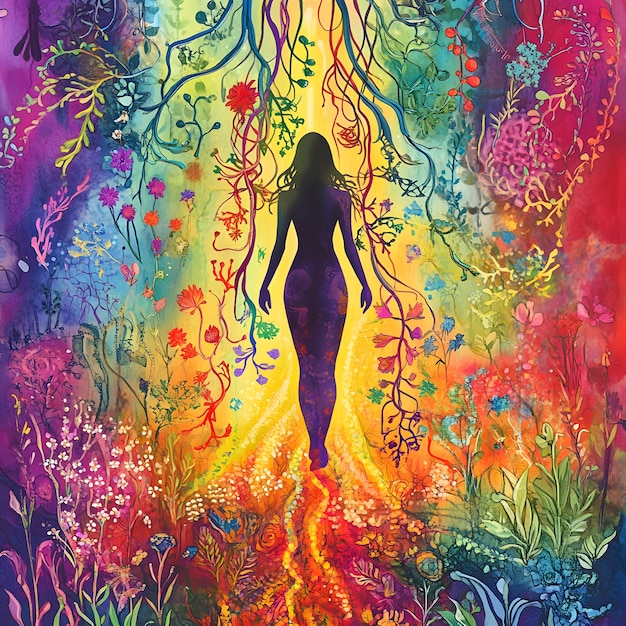 a painting of a woman in a colorful dress with the words quot life quot on it