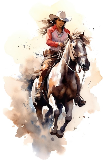 A painting of a woman riding a horse generative ai image