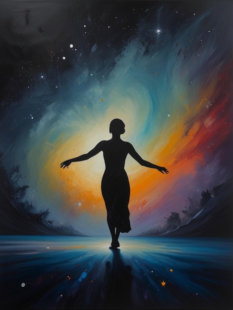 a painting of a woman standing in the water with the words the word on it