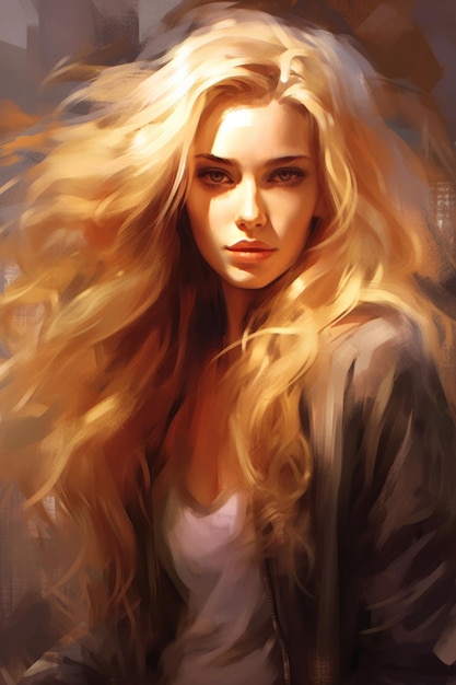 A painting of a woman with blonde hair.