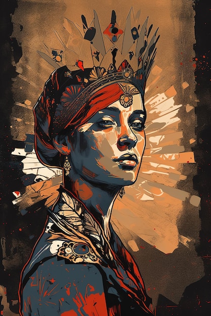 A painting of a woman with a crown on her head