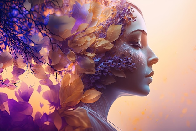 A painting of a woman with flowers in her hair generative AI