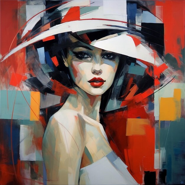 a painting of a woman with a hat that says quot she is wearing a hat quot