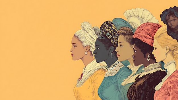 a painting of women in blue and yellow with the words  women  on it