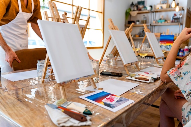 Painting Workshop Blank canvases ready to paint