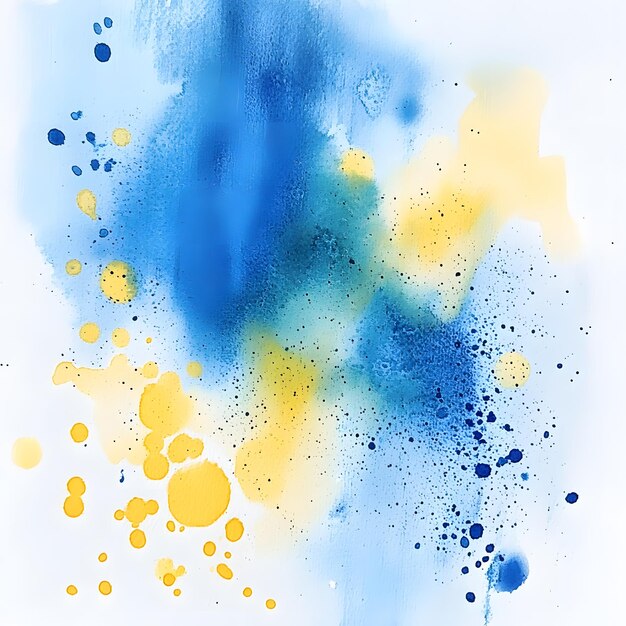 Photo a painting of a yellow and blue watercolor