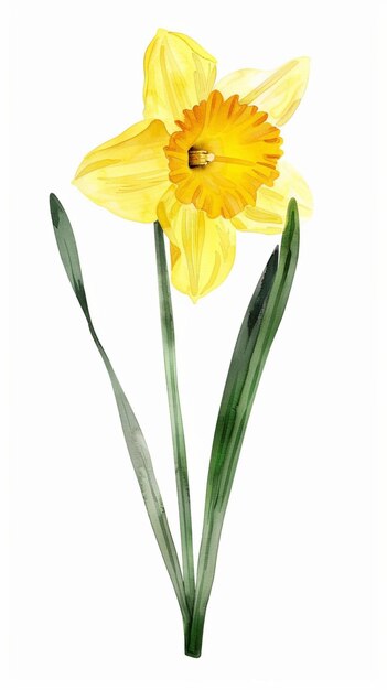 Photo a painting of a yellow daffodil