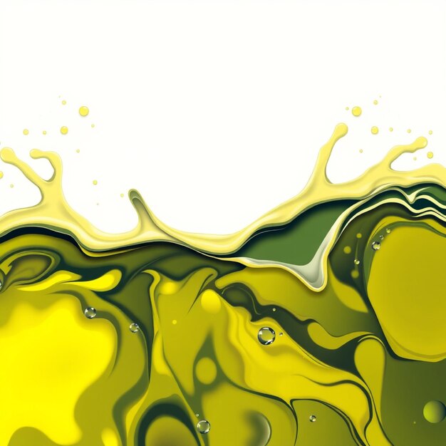 Photo a painting of yellow and green liquid with the words bubbles on it