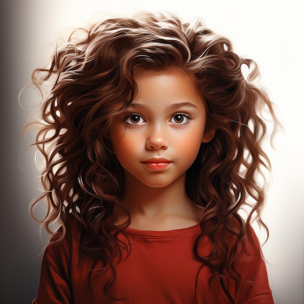 a painting of a young girl with curly hair