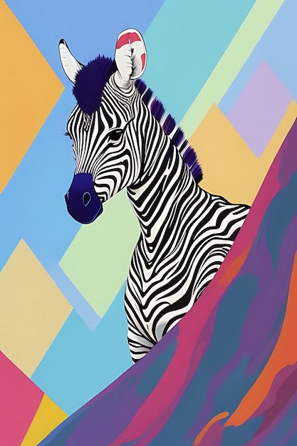 Photo a painting of a zebra that has the name zebra on it