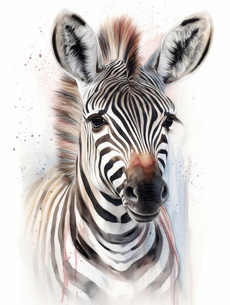 A painting of a zebra with stripes on its face