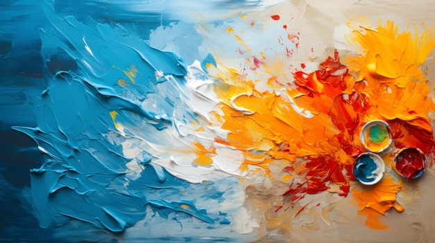 Paints on the palette the idea of abstract multicolored wallpaper or background AI generated