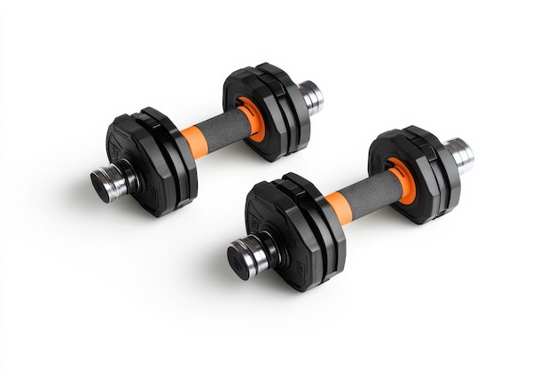 Photo a pair of adjustable dumbbells designed for strength training exercises