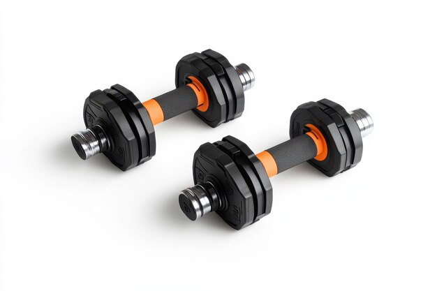 Photo a pair of adjustable dumbbells designed for strength training exercises