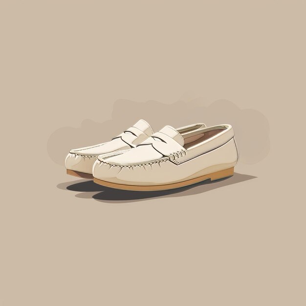 Photo pair of beige shoes on a beige background vector illustration