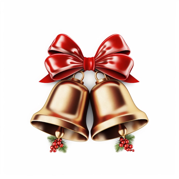 Photo a pair of bells with a red bow on it