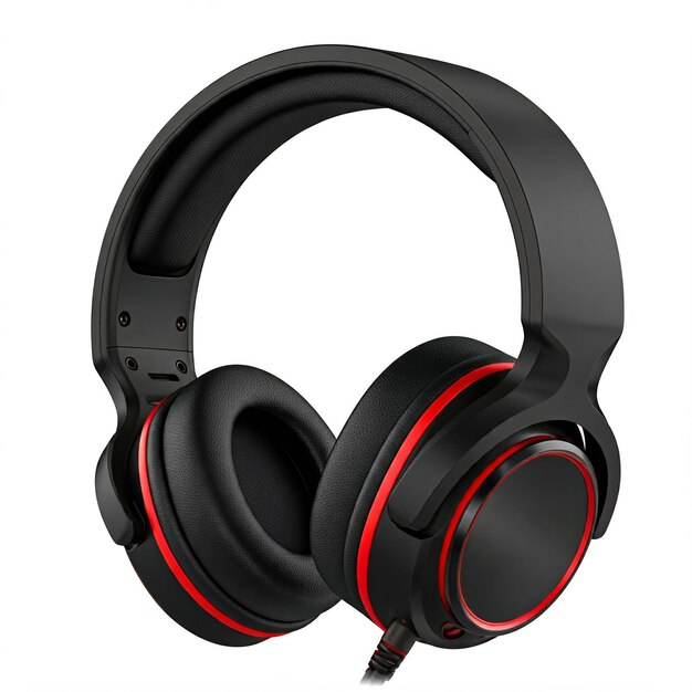 Photo a pair of black headphones with red and black stripes