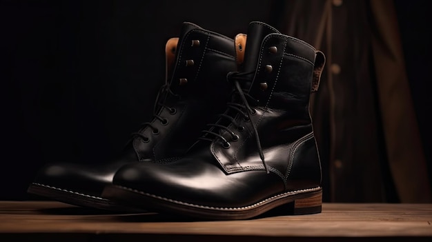 A pair of black men's boots with the word'black'on the side