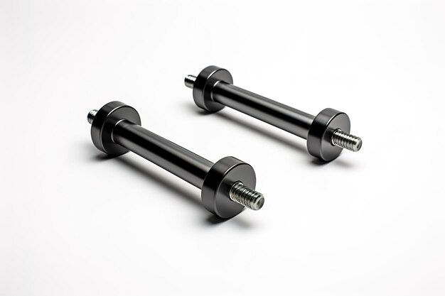 Photo a pair of black metal dumbbell handles for strength training on a clear png or white background