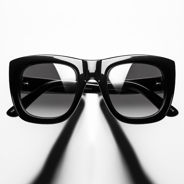 a pair of black sunglasses with a lense that says quot glasses quot