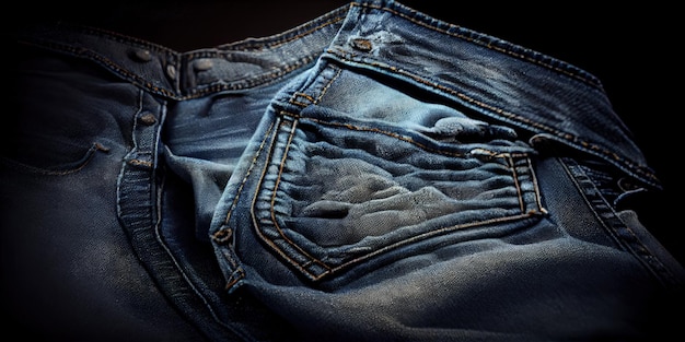 A pair of blue jeans with a black background generative AI