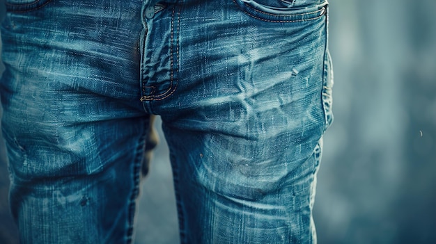 Photo a pair of blue jeans with a logo on the front