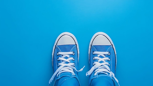 a pair of blue and white converse shoes with a blue rubber band on the bottom