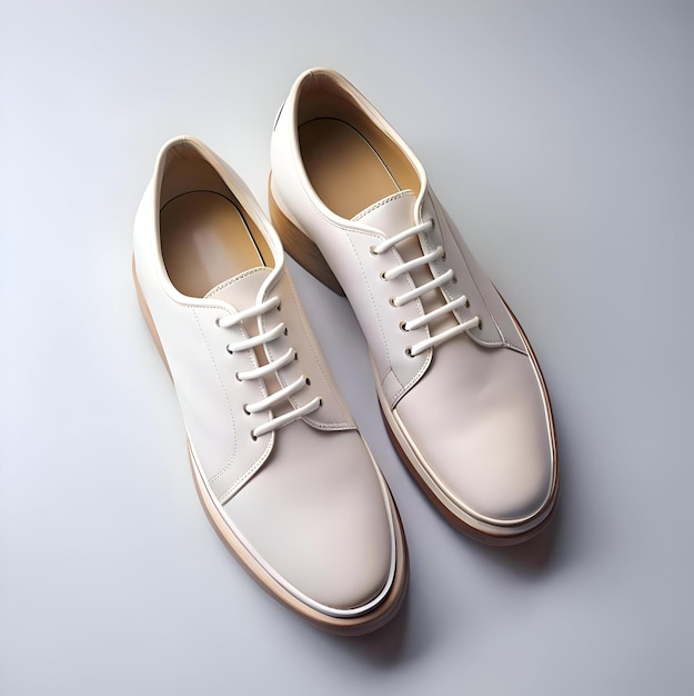 Photo a pair of classic white leather lace up shoes with a clean and minimal design perfect for everyday wear