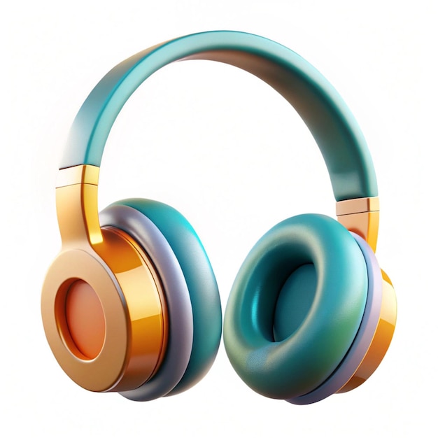 a pair of colorful headphones with a blue and orange band