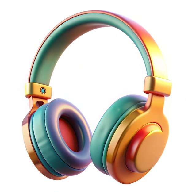 a pair of colorful headphones with a yellow band