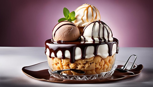 A pair of dessert topped with ice cream