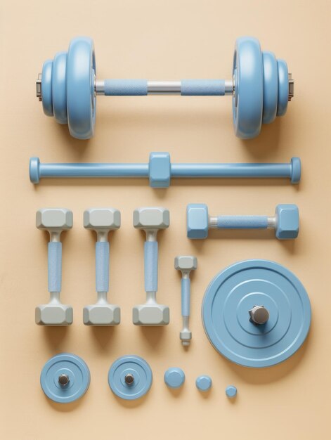 Photo a pair of dumbbells with blue weights ideal for fitness and exercise scenes