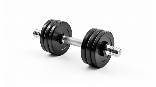 a pair of dumbbells with one being held up by a barbell