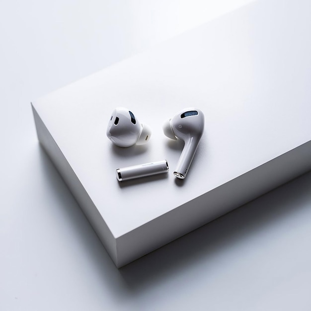 a pair of earbuds with one with the number