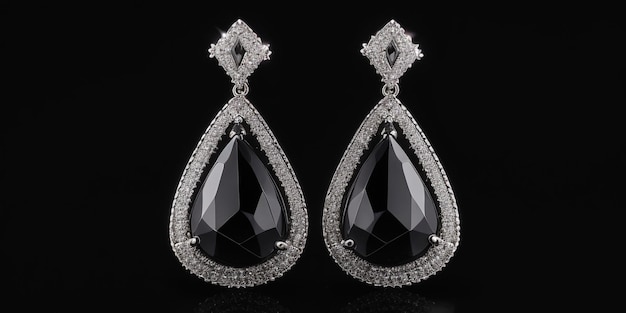 Photo a pair of earrings with diamond shaped diamonds