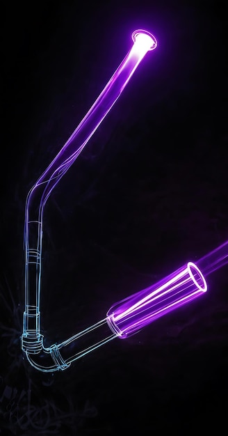 Photo a pair of electric pipes with purple and black neon lights