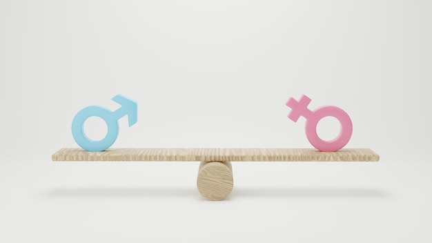 Photo a pair of gender symbols on a seesaw