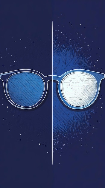 Photo a pair of glasses with a blue background and a blue background