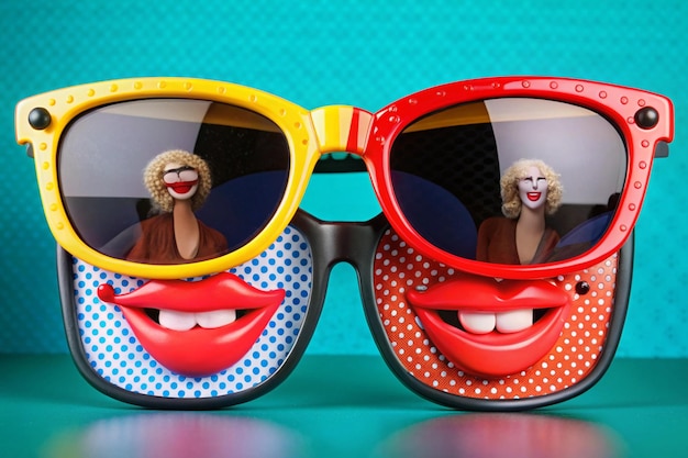 Photo a pair of glasses with a clown face and mouth