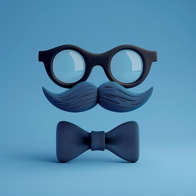 a pair of glasses with a mustache and glasses on a blue background