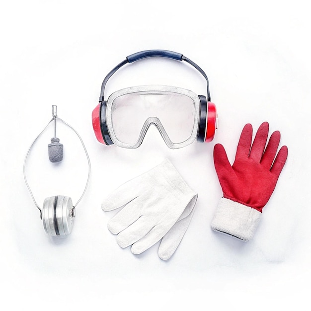 Photo a pair of gloves with a mask and goggles on it