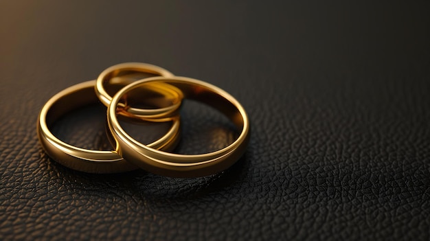 a pair of gold rings with a reflection of the light behind them