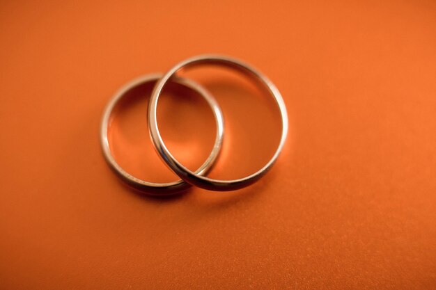 Pair of gold wedding rings for a wedding ceremony