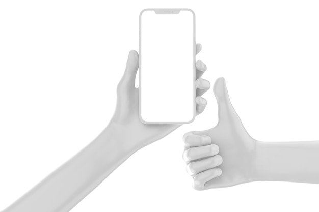 A pair of hands holding a phone and giving a thumbs up sign.