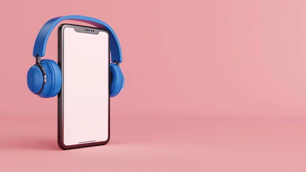 Photo a pair of headphones that are on a pink background