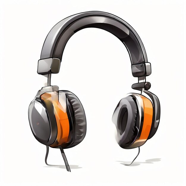 Photo a pair of headphones that has orange and black on it