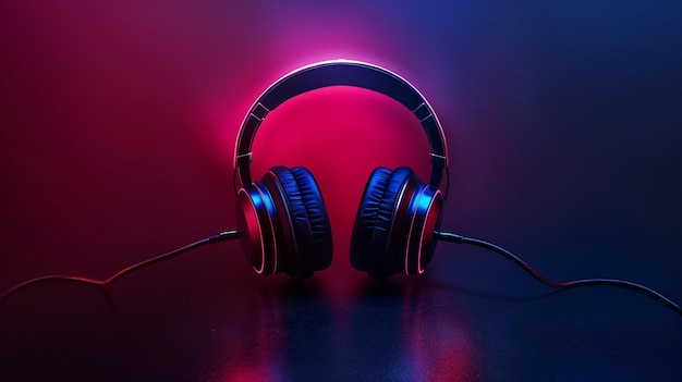 a pair of headphones with blue lights on them