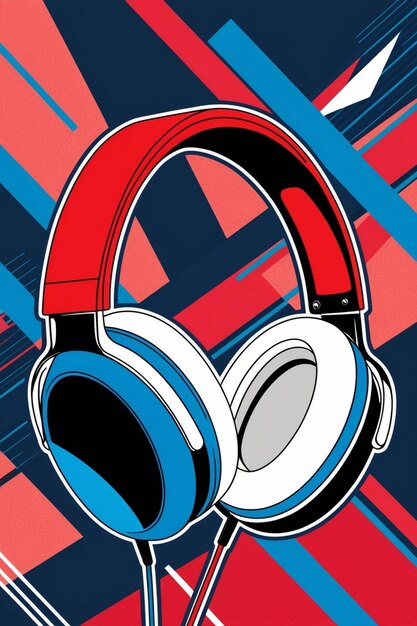 Photo a pair of headphones with a blue and red background